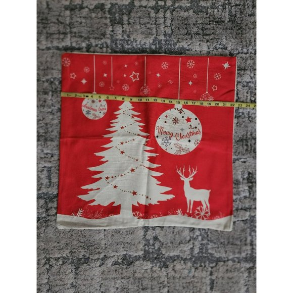 Set Of 4 Home Decoration Red White Holiday Christmas Pillowcases, 22.25" W X 22" - Picture 6 of 13